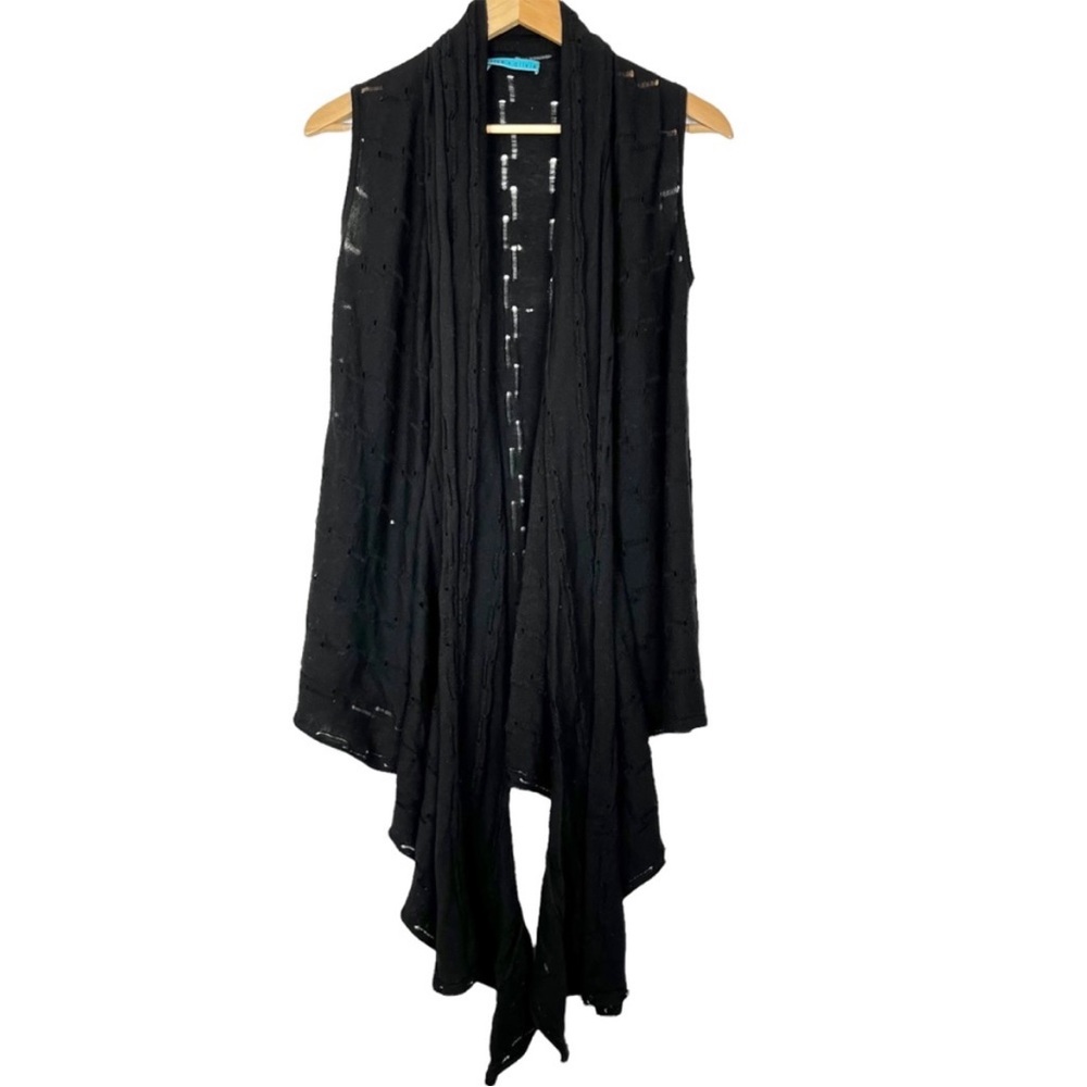 Alice + Olivia Draped Open Knit Sleeveless Cardigan Sweater